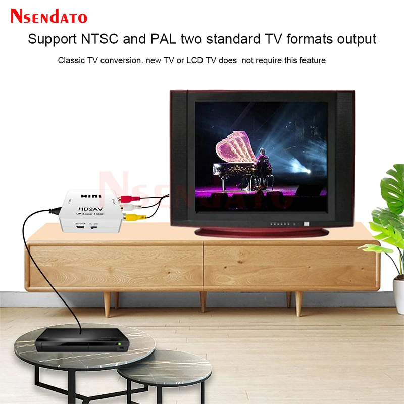 HDMI-RCA 변환기에 호환 NTSC PAL 출력을위한 AV/CVSB L/R HD 1080P HDMI2AV 비디오 박스 HDMI-AV 스케일러 스위치와 호환 가능