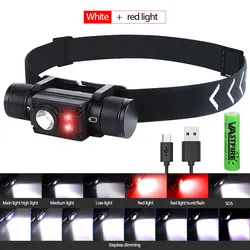 1000lums Hands-free White/Green/Red LED Headlamp L2+XPE 18650 Rechargeable Lamp 7 Modes Fishing Head Light Tactical Torch