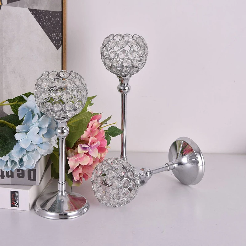 Europe Wedding Candelabra Centerpieces Gold Silver Candle Holders Crystal Candle Lantern For Home Party Hotel Decoration