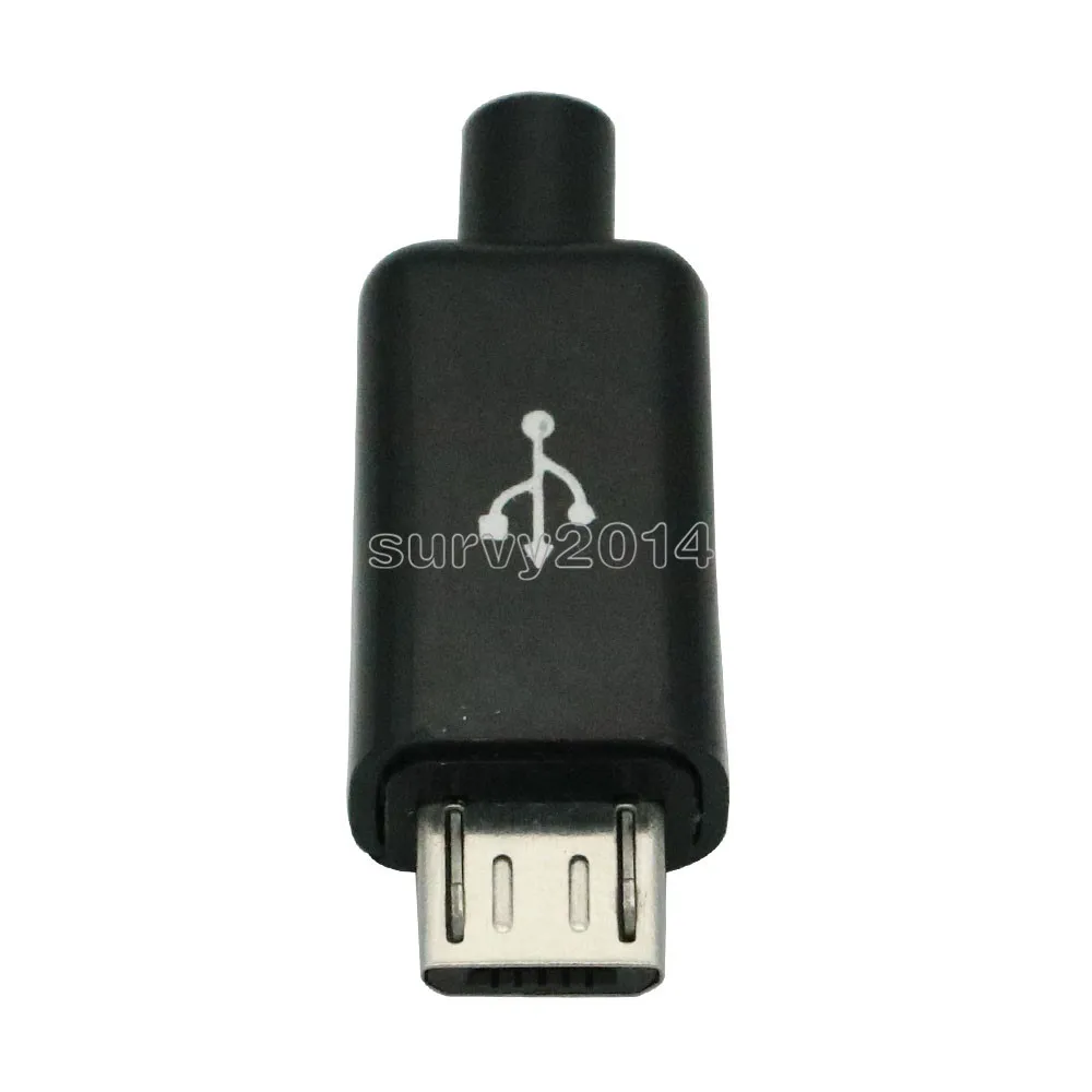 5sets Micro USB Male Plug Connectors DIY Kit Male Connector with Covers Black