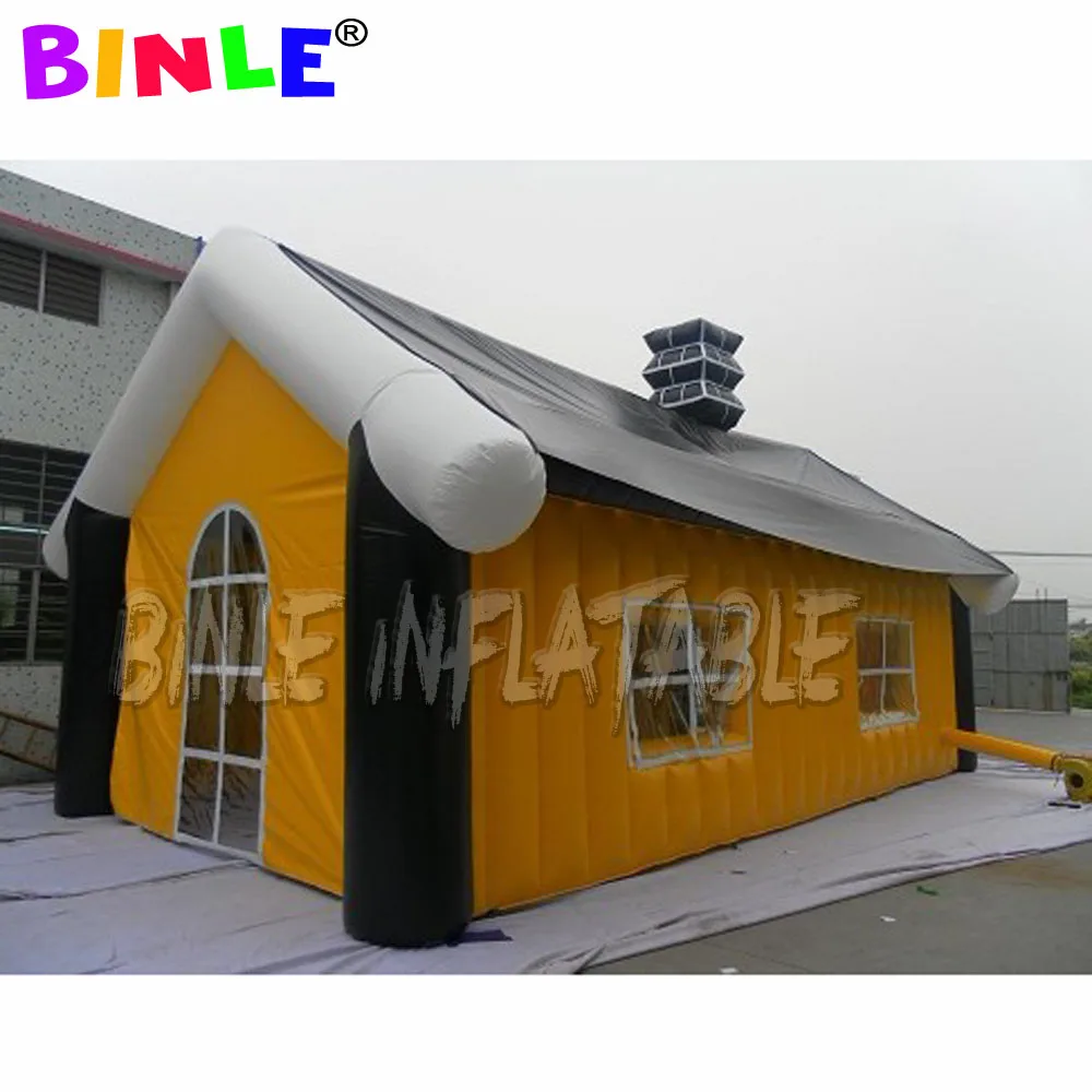 Yellow advertising house shaped inflatable tent with clear windows,inflatable air marquee for party event using