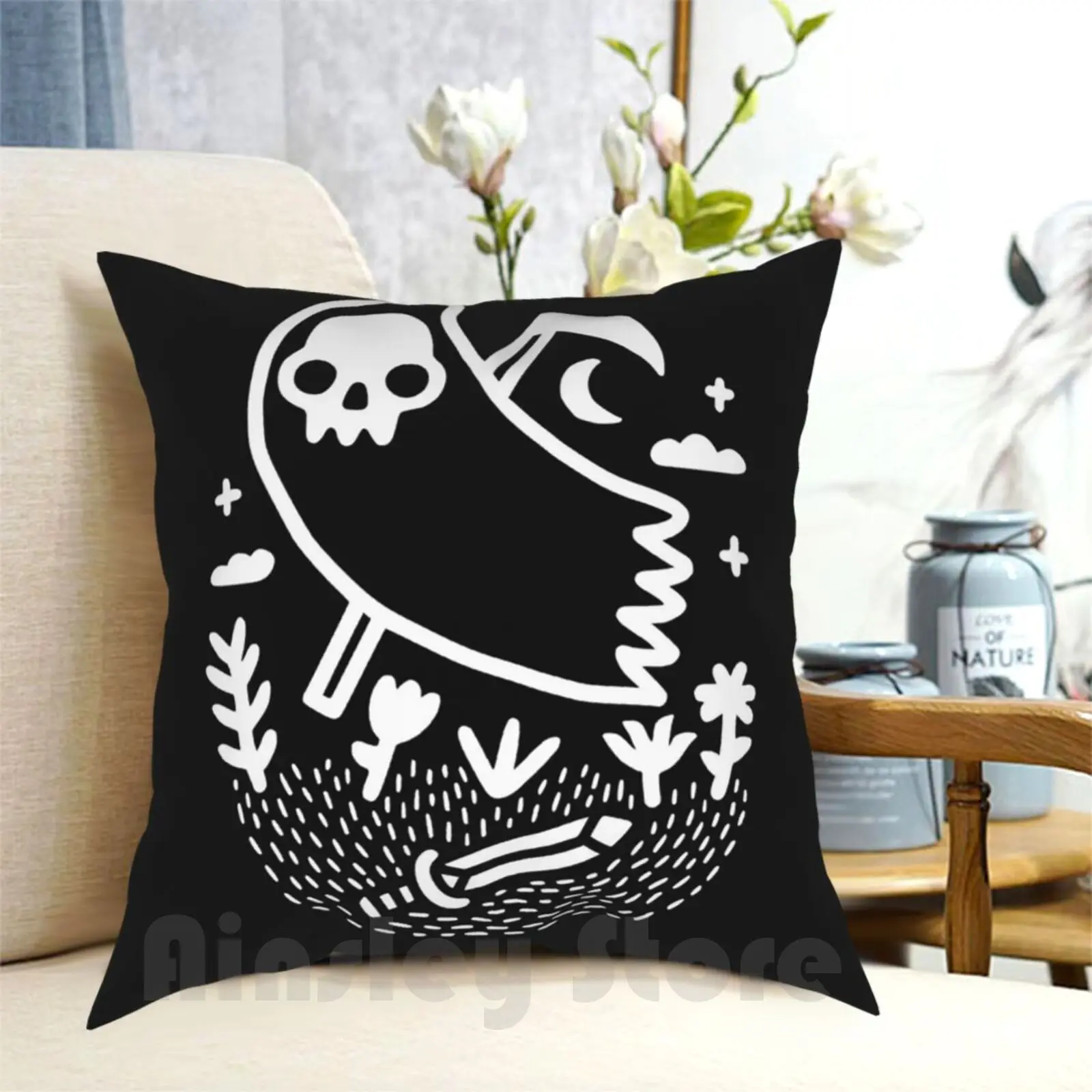 Another Grim Night Pillow Case Printed Home Soft DIY Pillow cover Death Skull Skulls Halloween Grim Reaper Grim Reaper