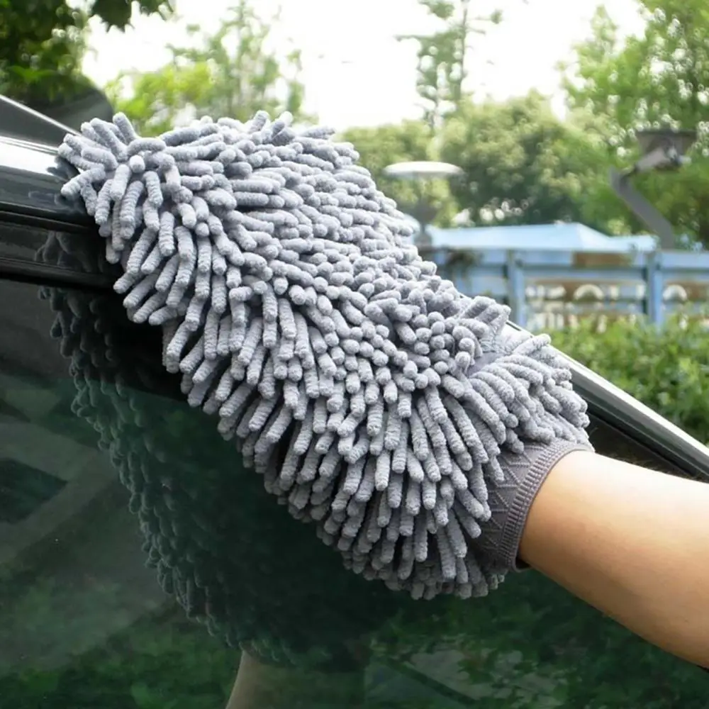 1Pc Car Wash Towels Washing Microfiber Chenille Mitt Auto Cleaning Glove Dust Washer Soft Drying Cloth Hemming Wash Towel