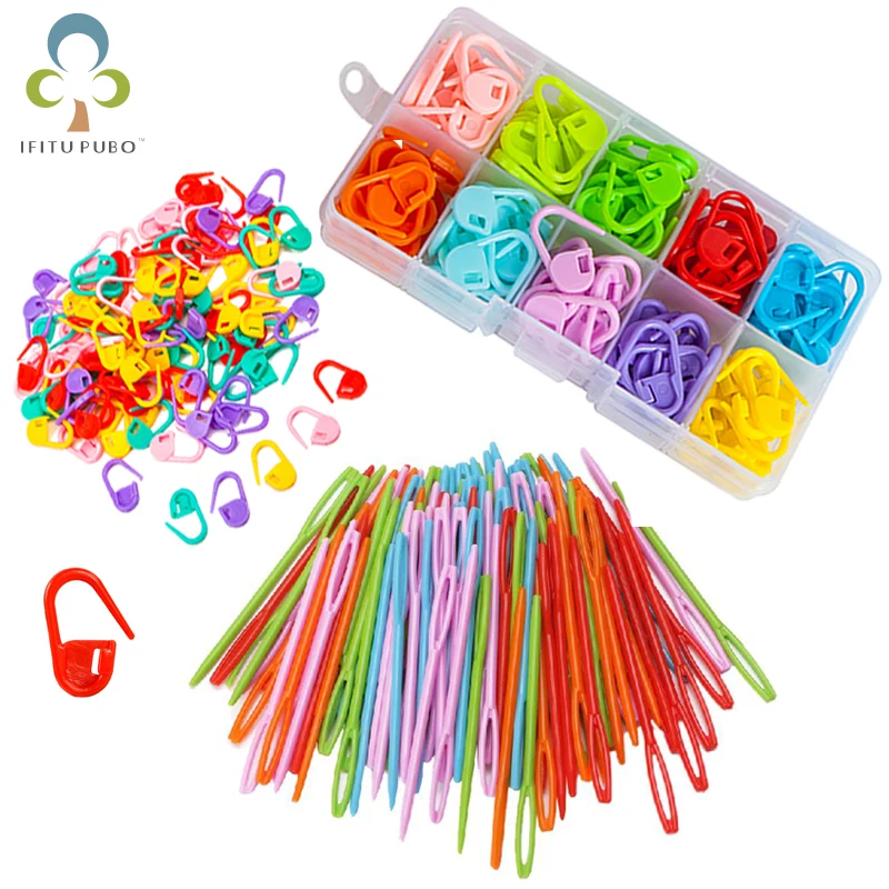 Hot sell Mix Color Knitting Crochet Locking Needle Clip Markers Holder Tool and Sewing Needles Hook fixed Sewing Accessory