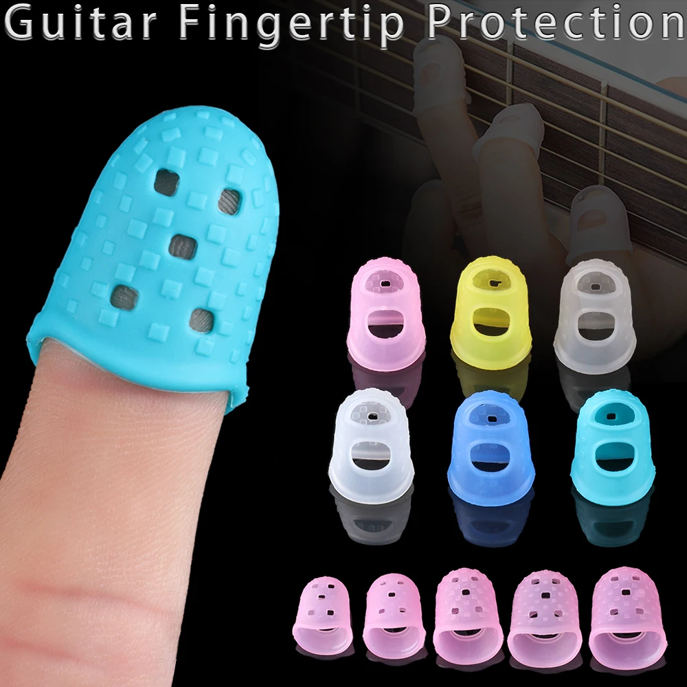 Protège-doigts coordonnants en silicone coloré, protège-doigts anti-douleur pour guitares ukulélé, accessoires de presse à pédale, 4 pièces