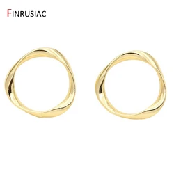 925 Silver Needle 14K Gold Plated Twisted Circle Earrings Material DIY Jewelry Pearl Drop Earrings Making Findings
