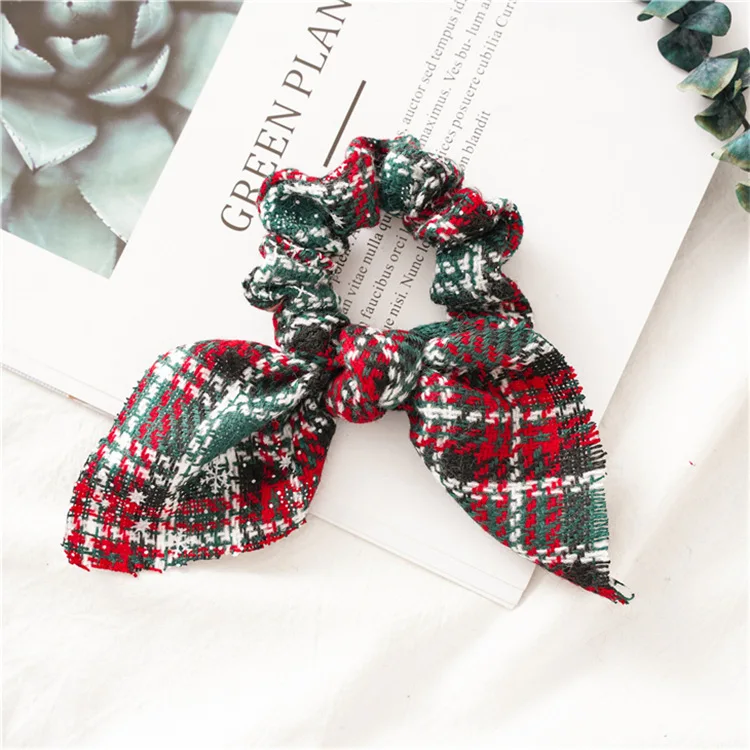 Fashion Christmas rabbit ears For Women Girls Elastic Hair Rubber Christmas Ornaments Hair Ring Velvet Hair Accessories