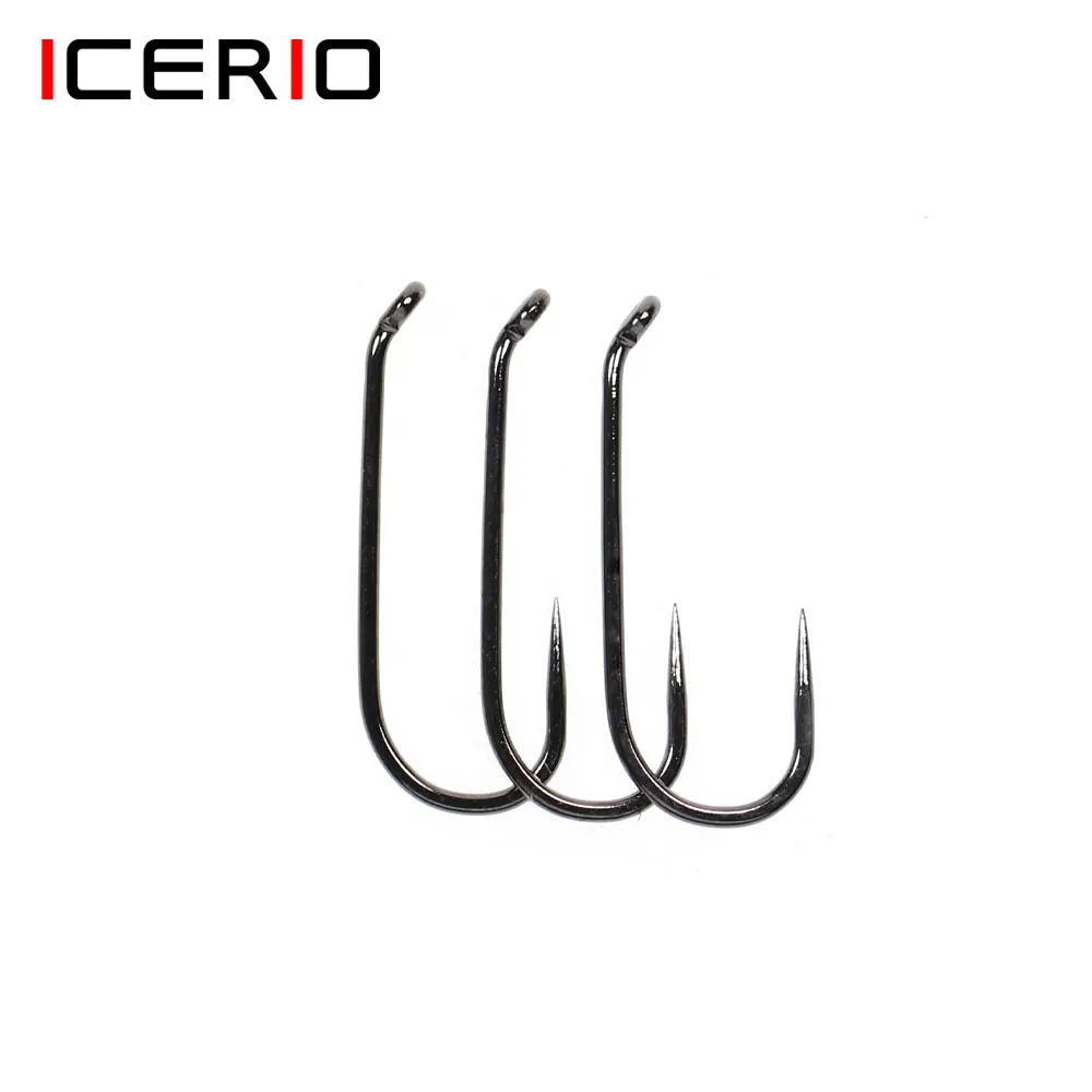 ICERIO 100PCS 200PCS Barbless Fly Tying Hook For Knitting Nymph Dry Fly Wet Fly Tying Fishing Hook#14 #16 #18