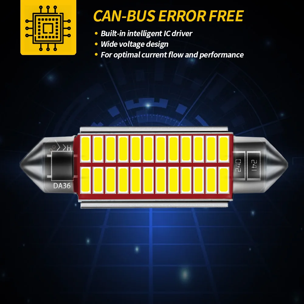 1 шт. светодиодные фонари для транспортных средств C5W Festoon C10W 31/36/39/41 мм 3014 без ошибок габаритные лампы для чтения внутри авто