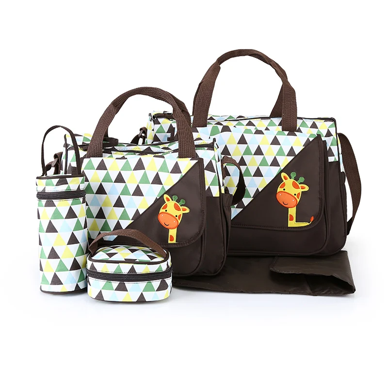 5pcs/set New Fashion Mummy Bag Baby Diaper Bags Maternity Nappy Bag Mommy Baby Care Carriage Stroller Bag Organizer