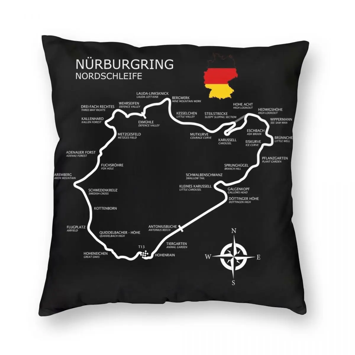 The Nurburgring Nordschleife Pillowcase Polyester Linen Velvet Pattern Zip Decor Throw Pillow Case Sofa Seater Cushion Cover