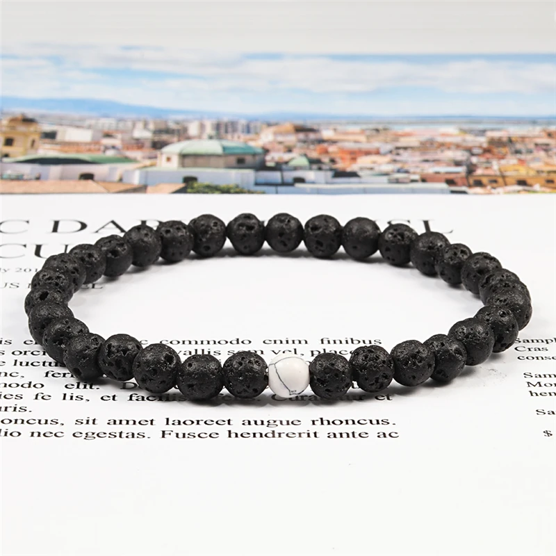 Classic Black White Yin Yang Natural Stone 6mm Beads Bracelets Couples Distance Lava Braided Yoga Energy Jewelry For Women Men