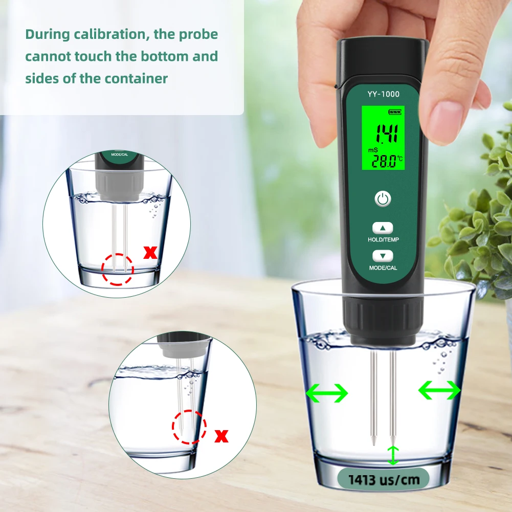 Yieryi YY-1000 Soil EC Temperature Meter Digital Plant Moisture Conductivity Tester Garden Laboratory Household Measuring Tool