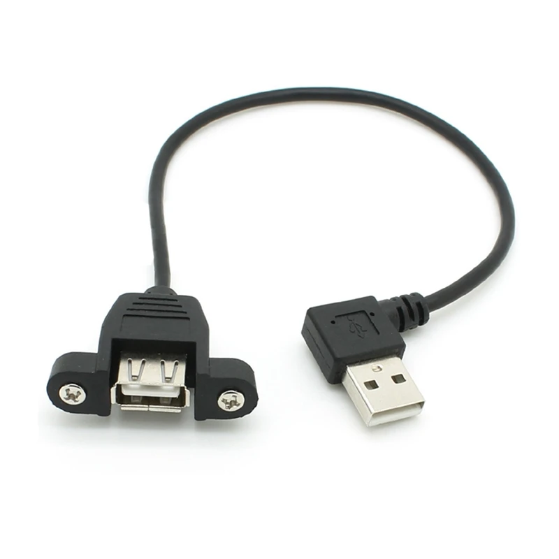 Right angle 90 degree USB2.0 male to female extension mini USB 2.0 cable with panel mounting screw hole computer extension cable