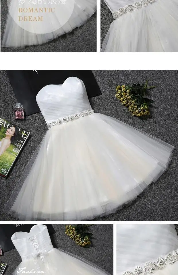 Robe de mariée en Tulle rose, blanc, rouge, Champagne, taille cristal, courte, pour bal, anniversaire, remise de diplôme, fête