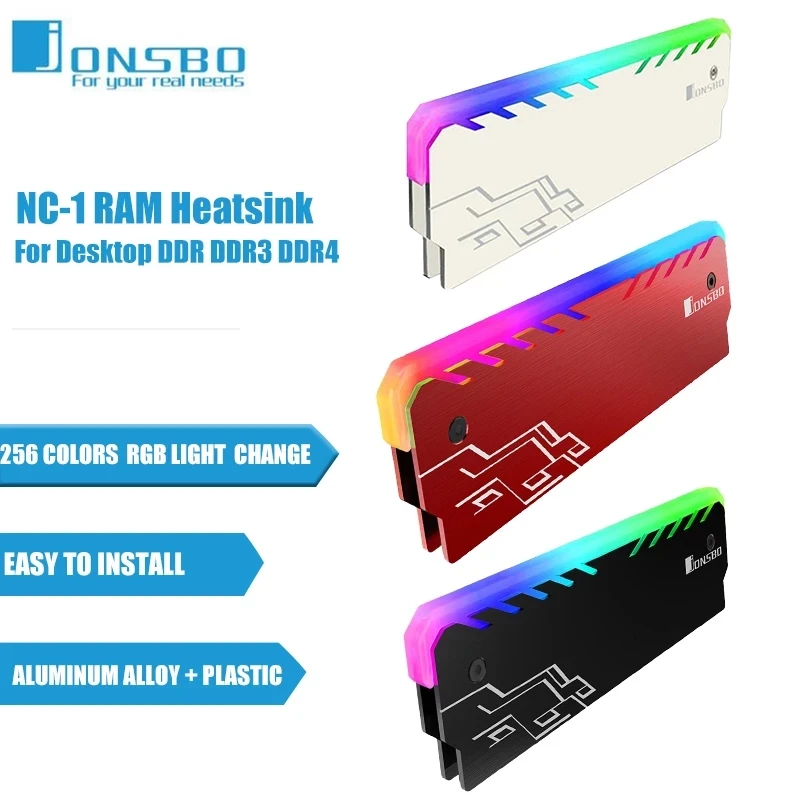 Jonsbo-NC-1 RAM Memória Dissipador Refrigerador, RGB 256 Color, Colete Cooler, PC Desktop, RAM, Radiador para DDR3, DDR4