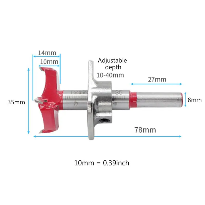 Cabinet Hinge Hole Opener 35mm Woodworking Positioning Drill Bit Adjustable Hole Opener for Eterboard Hinge Pipe