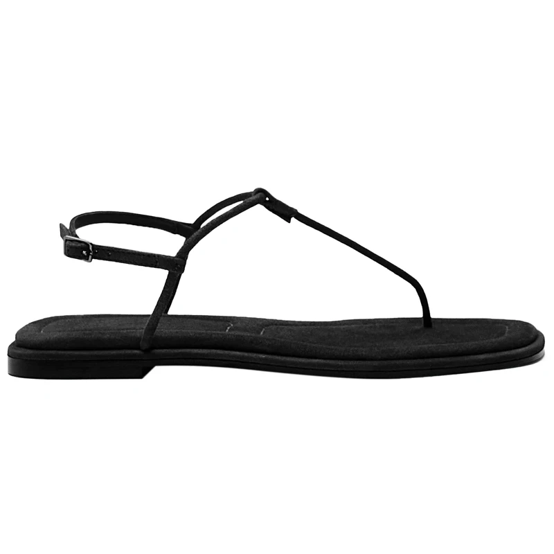 2024 Summer Beach Shoes Women Casual Flats Flip Flops Black Suede Clip Toe Slides Gladiator Sandals Leisure Rome sandalias mujer