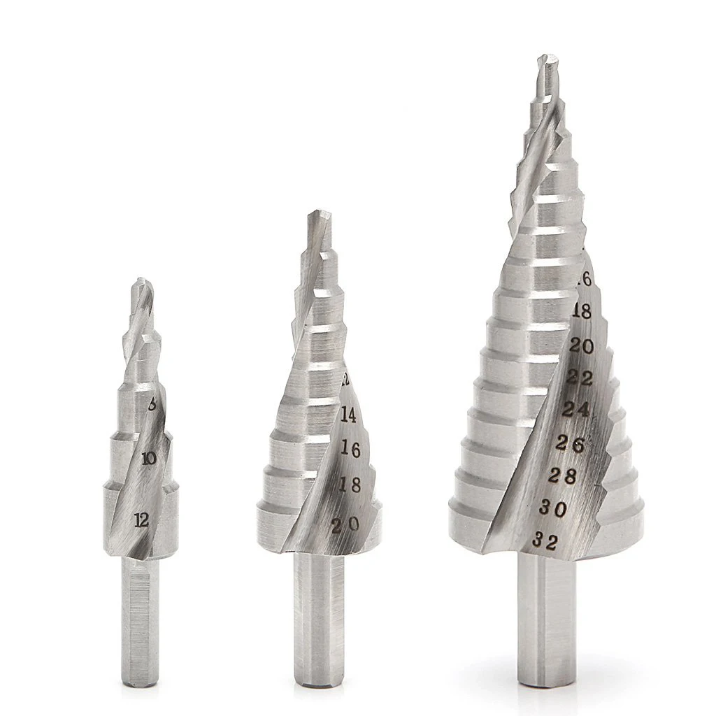 Hss-スパイラルステップドリル4241/6542 m35,鋼,4-12/4-20/4-32mm,木工用コーンカッティングツール