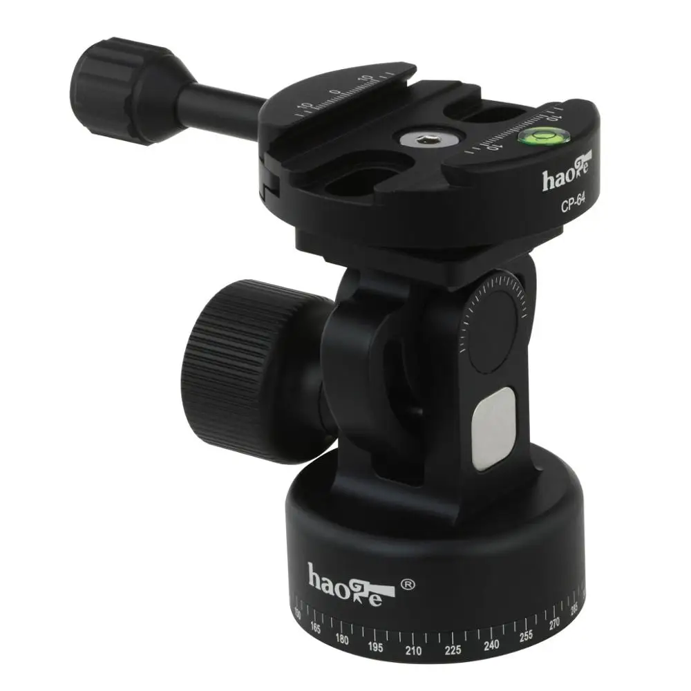 

Haoge Metal Tripod Monopod Tilt Head features Panning Base with 64mm Quick Release Clamp Compatible with Arca-Swiss Sunwayfoto