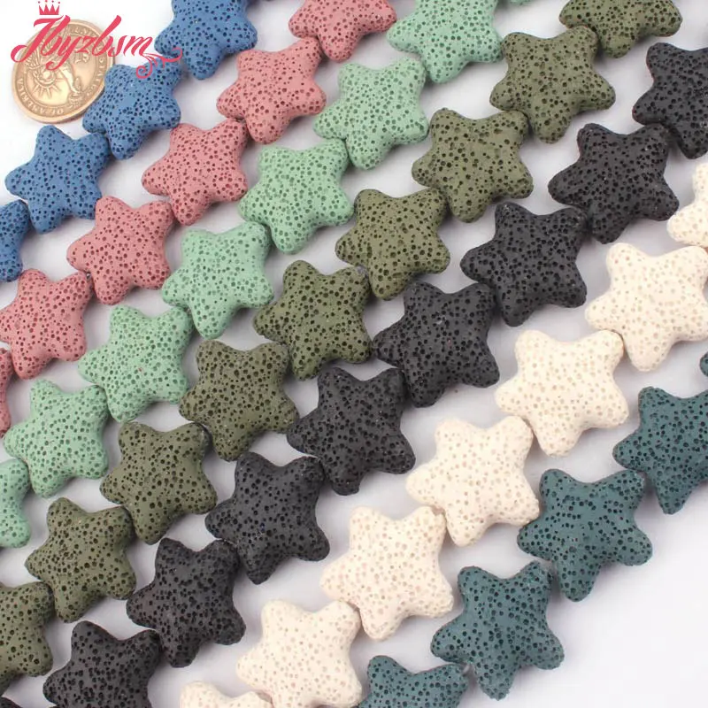 25mm Stars Lava Rock Volcanic Stone Loose Spacer Beads For DIY Charms Pendant Necklace Bracelats Earrings Jewelry Making 14.5\