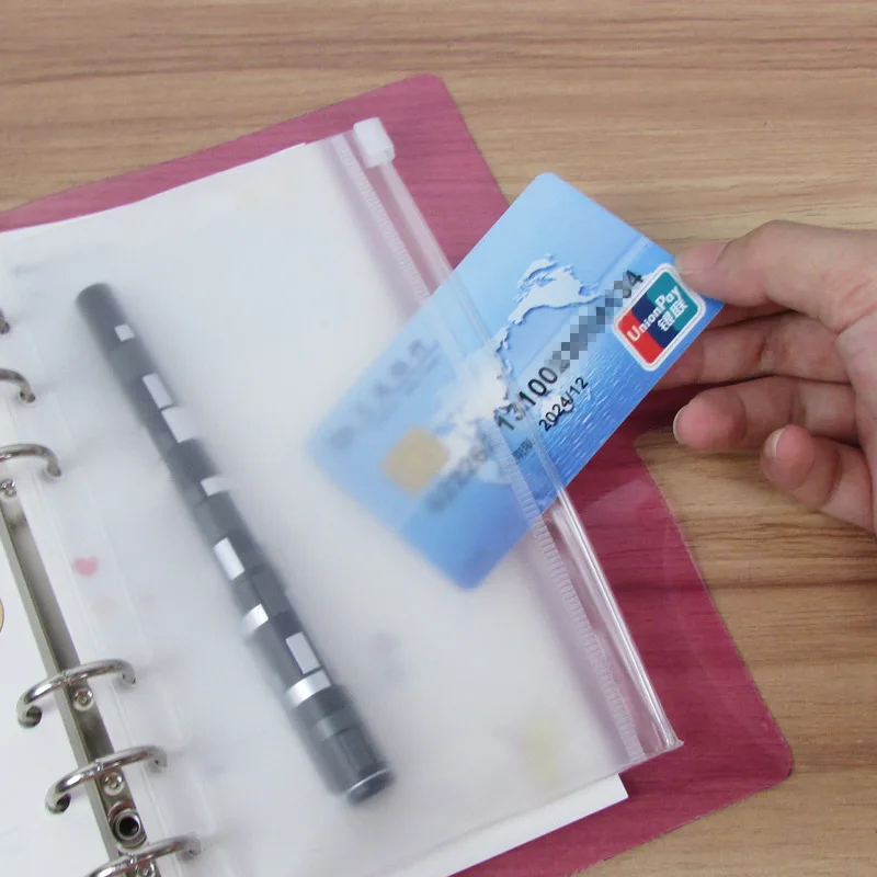 A5 A6 A7 Transparent File Holder Notebook 6 Hole Loose Leaf Pouch DIY Document Bag Binder Rings PVC Storage Binding Folder