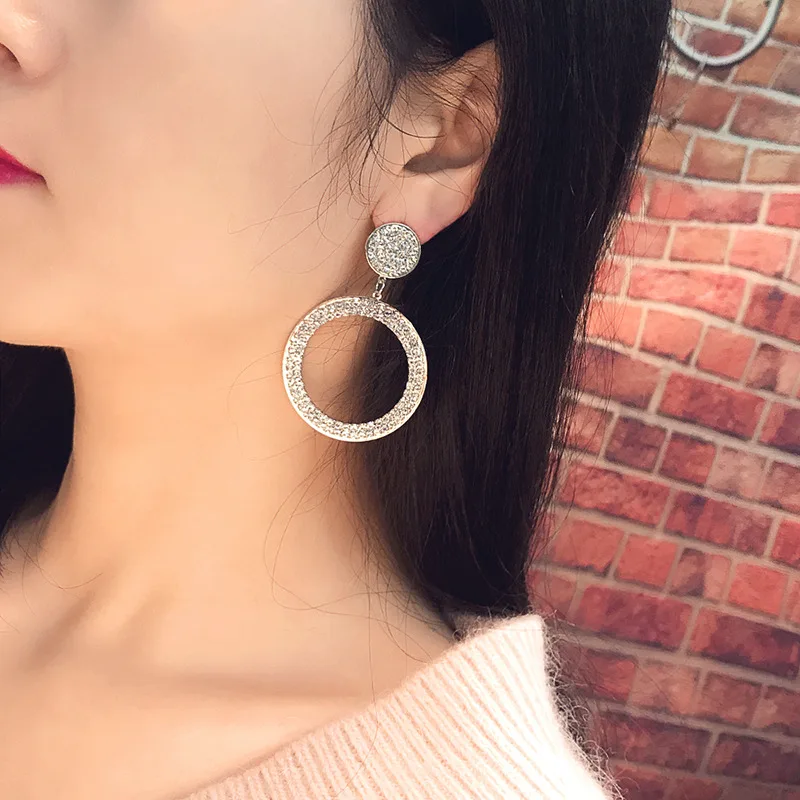 2020 New Luxury Cubic Zirconia Pendant Earrings Woman High Fashion Crystal Korean Earrings Anniversary Gift Jewelry for Girls