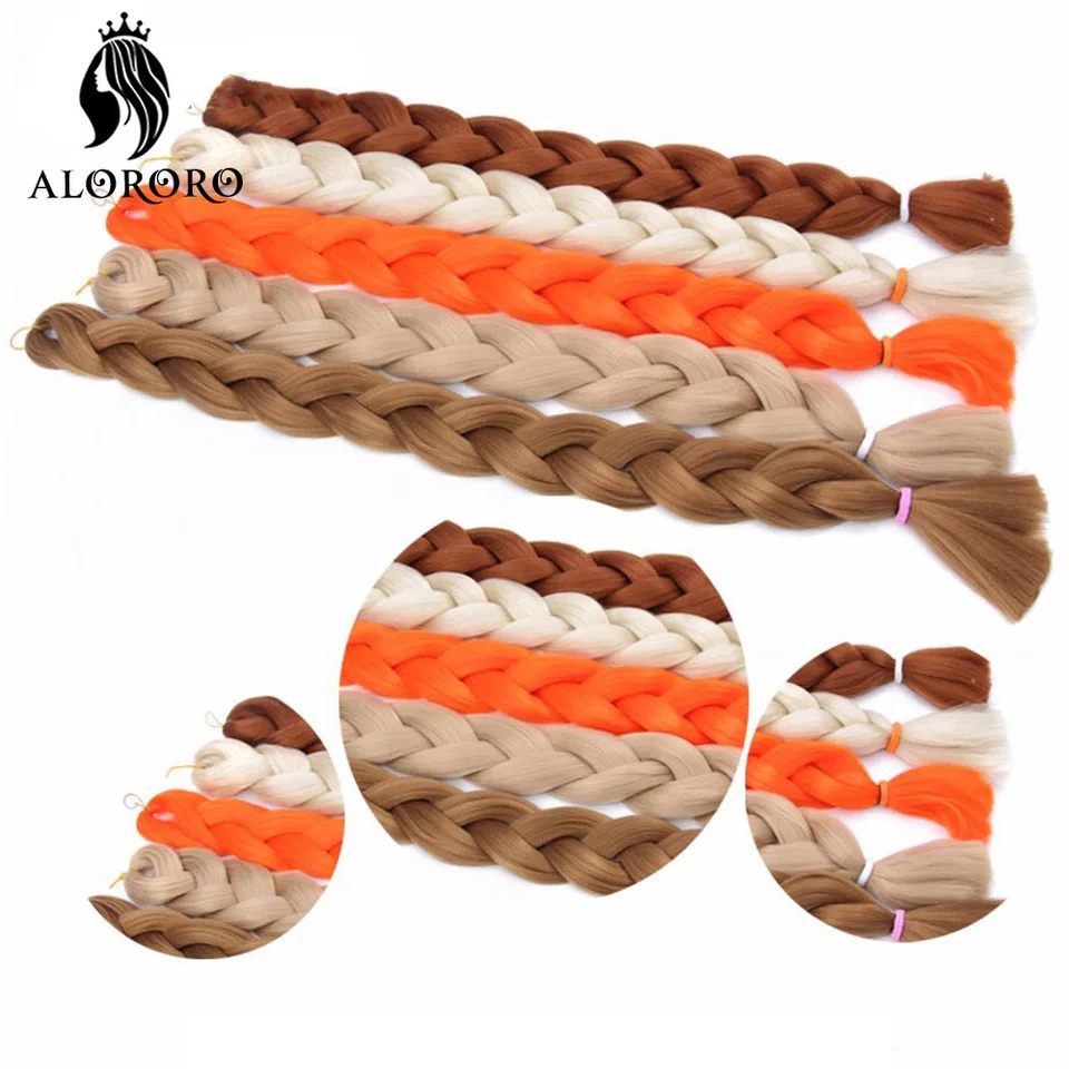 Trenzas sintéticas jumbo Alororo de 82 pulgadas, fibra de alta temperatura, púrpura/rojo, extensiones para mujer 6