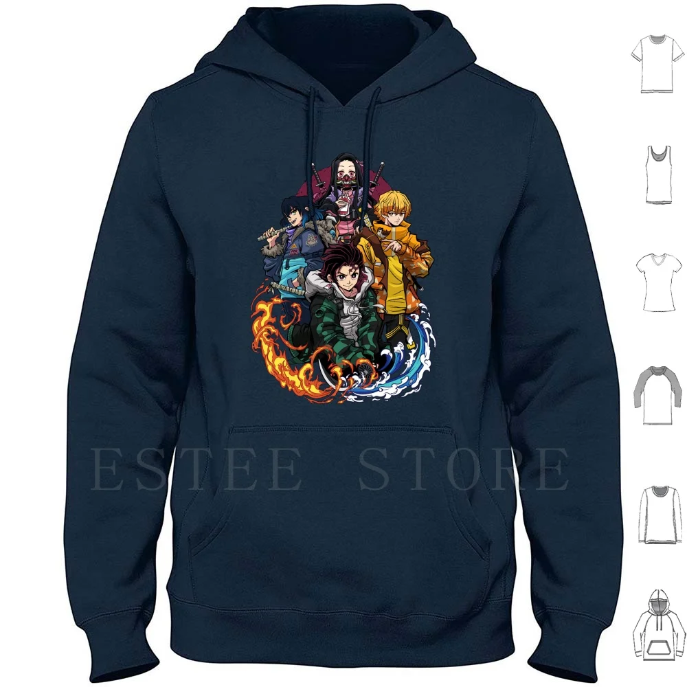 Modernized Demon Hoodies Long Sleeve Kimetsu No Yaiba Demon Tanjiro Inosuke Nezuko Kamado Siblings The Demon Corps