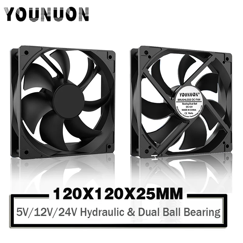 120mm 12cm 12025 Fan 5V 12V 24V 120mm*120mm*25mm Fan DC Brushless Cooling Fan 120x120x25mm USB 2PIN PC Computer Case Cooler