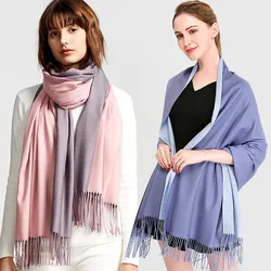 New Double Sided Winter Women Cashmere Solid Scarf Pashmina Shawls And Wraps Female Foulard Hijab Wool Stoles Head Scarves