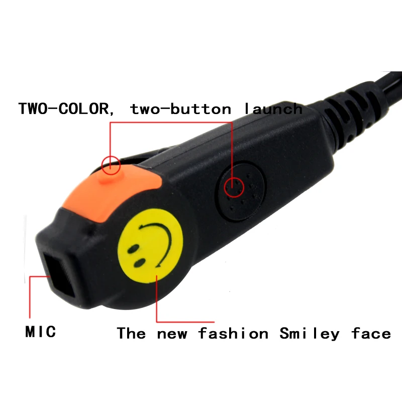 XIERDE smiley face PTT auricolare con microfono 2-pin curvetta interphone auricolare adatto per Baofeng UV-5R 82 888S interphone