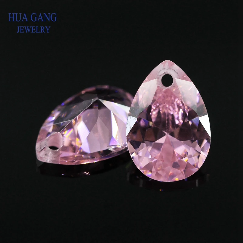 Single Hole AAAAA Pear Shape Brilliant Pink Cubic Zirconia Stone For Jewerly Making 4x6~15x20mm High Quality CZ