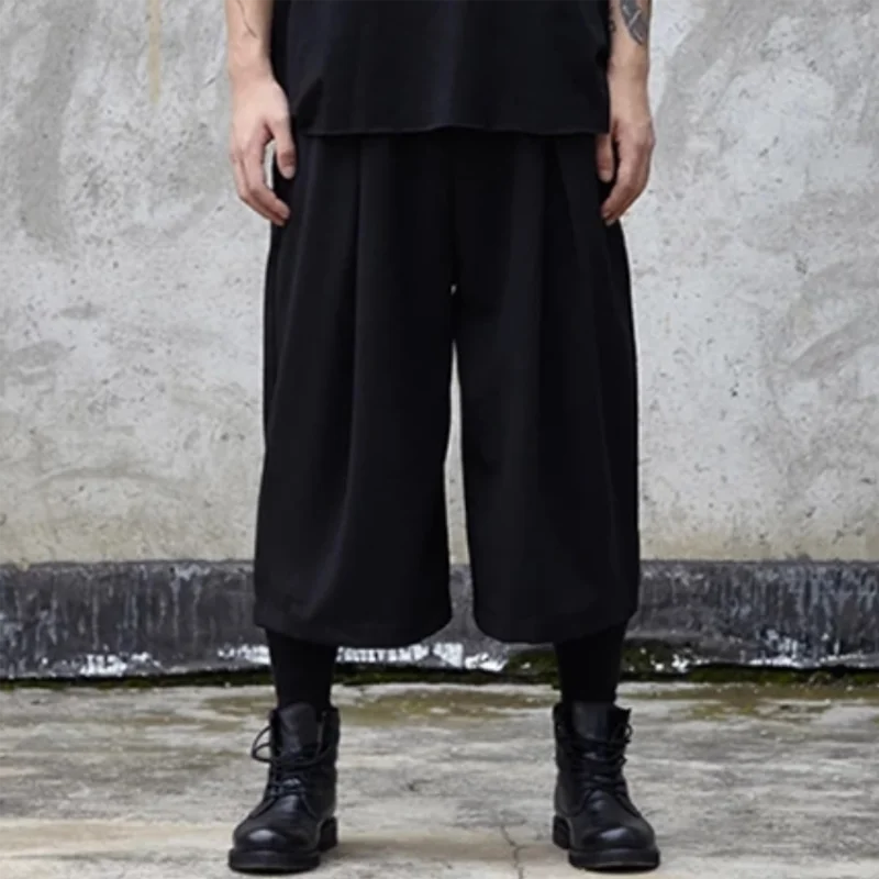 Men's Wide-Leg Pants Spring And Summer New Pure Color Straight South Korean Fashion Casual Loose Large Size Eight Pants