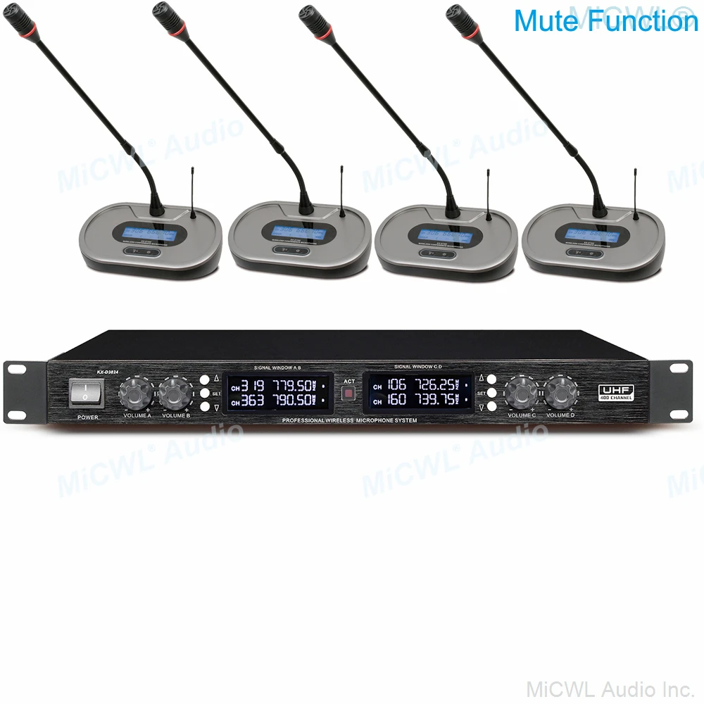 High-end Wireless Conference Meeting Room Microphone System 4 Desktop Gooseneck Professional Digital System Mute Button