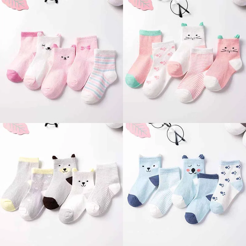 5 Pairs/Lot Baby Mesh Socks For Newborns Infant Cute Cartoons Soft Cotton Socks Summer Boy Girl Lovely Kids Gift 0-24 Month