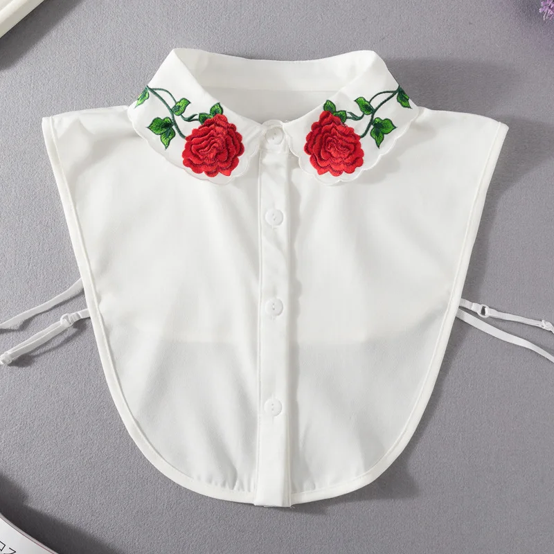 Fashion embroidered fake collar female lapel shirt collar chiffon shirt collar decorative collar Korean version