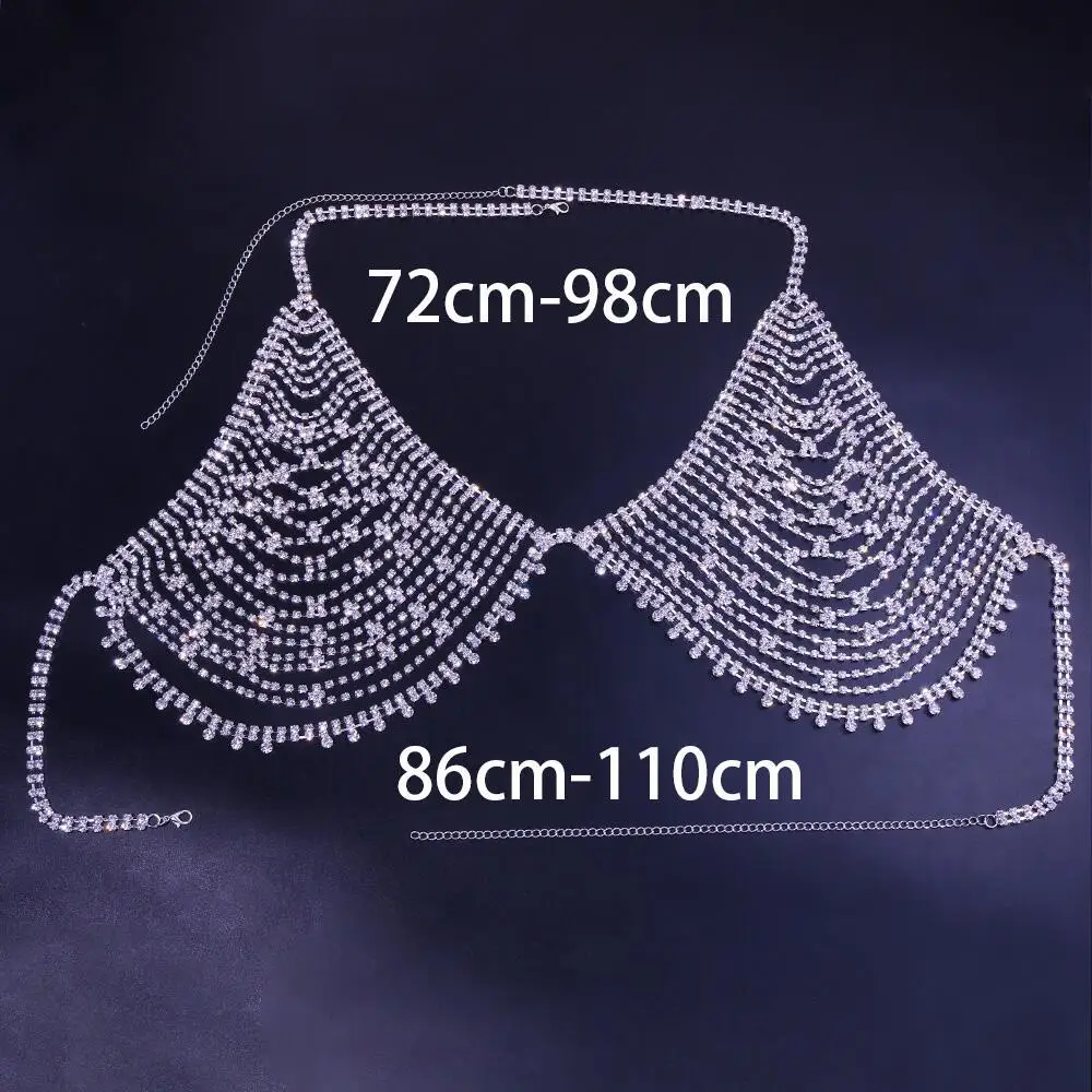 Catena per il corpo sexy Bikini in cristallo Perizoma a tre punti Perizoma a tre punti Catena per reggiseno Abito da spiaggia Catena per il petto Biyaтуkolя Catena per la vita