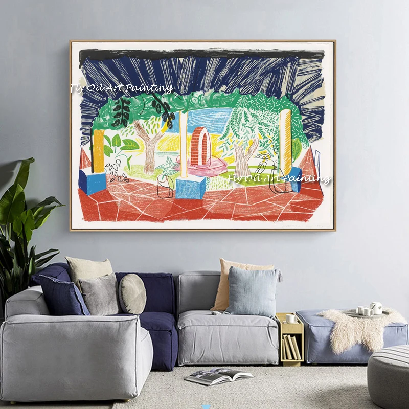 

2021 fashion art Handmade abstract David Hockney oil painting gorgeous abstract Painting home Decor wall artwork with no frame