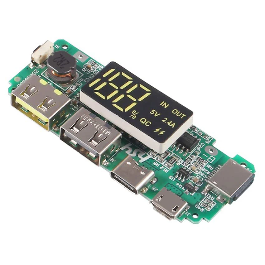 18650 Battery Charger Protection Module Dual USB 5V 2.4A with BMS Protection DIY Mobile Charging Accessories Digital LCD Display