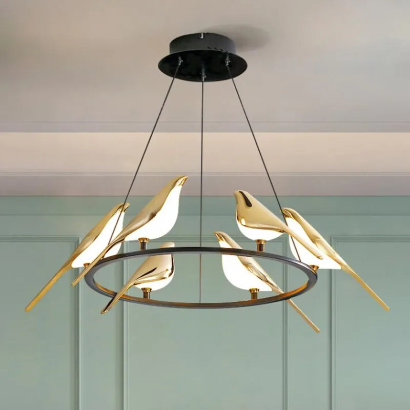 

Italian designer Bird lamp led chandelier lighting Postmodern 6 lights creative living dining room kitchen hanging light fixture