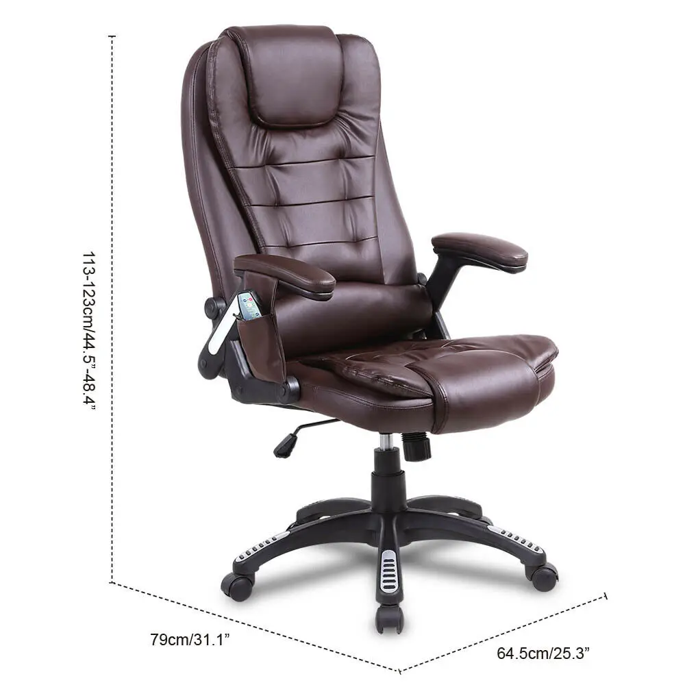 Office Massage Chair Premium Executive Computer Chair Ergonomic Heated 6 Point Vibrating Swivel 2 Colors[US-Depot]