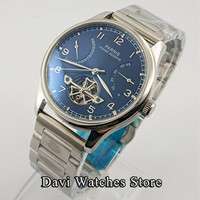 Parnis 43mm Luxury Power Reserve Automatic Men's Watches Black Dial Mechanical Seagull 2505 Movement Relogio Masculino