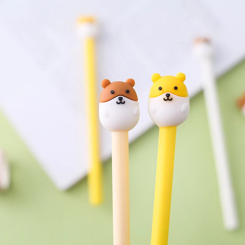 36PCS Creative Cartoon Hamster Gel Pen 0.5mm Silicone Cute Soft Cute Girl Heart Cartoon Pen kawaii school supplies stationery