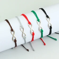 Silver-Color Infinity Bracelet Charm Lucky Thread Braided String Bracelets for Women Men Handmade Bohemian Bangles Yoga Jewelry