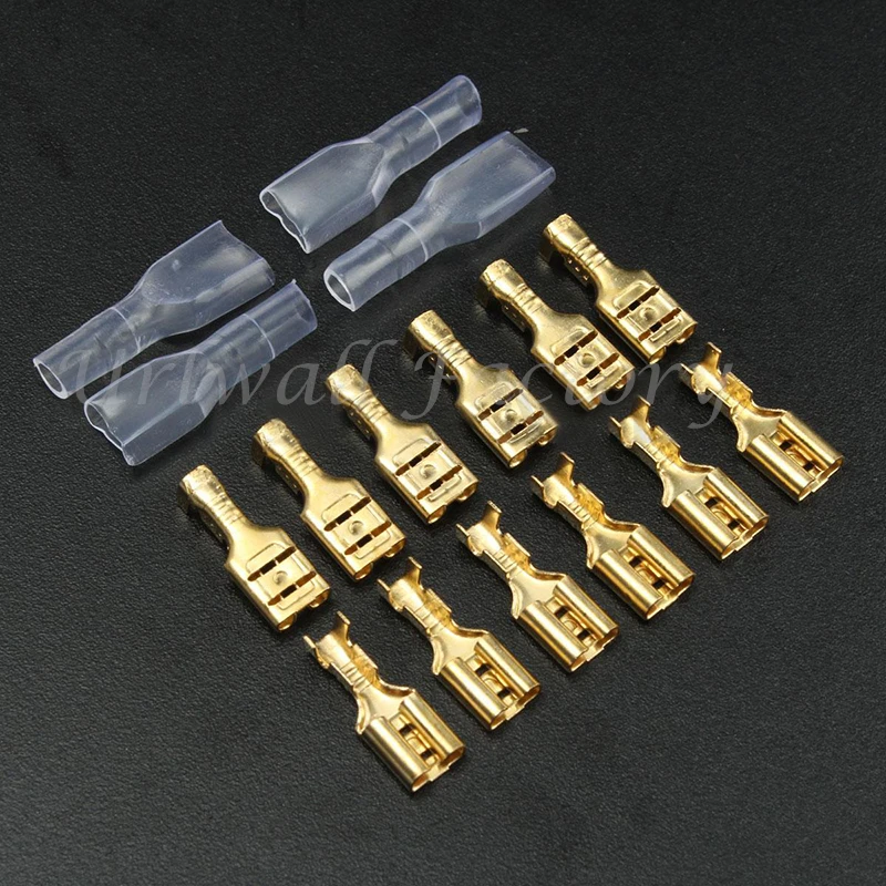 100pairs (200pcs)/Set 4.8mm Crimp Terminals AWG 22-16 0.5mm2-1.5mm2 Female Spade Connectors & Insulating Sleeves