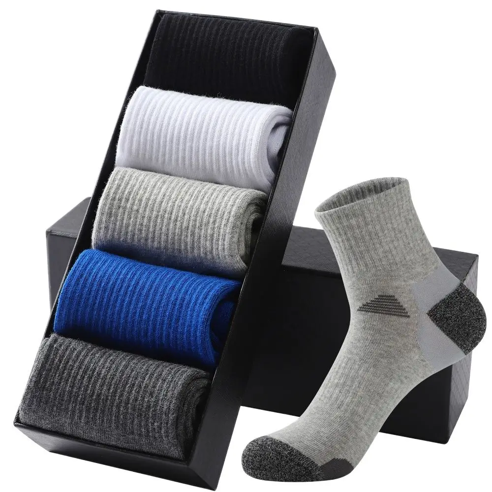 5Pair/Lot High Quality Mens Socks Cotton Black Casual Run Outdoor Sports Socks Breathable Cycling Male Socks Sokken Size   38-44