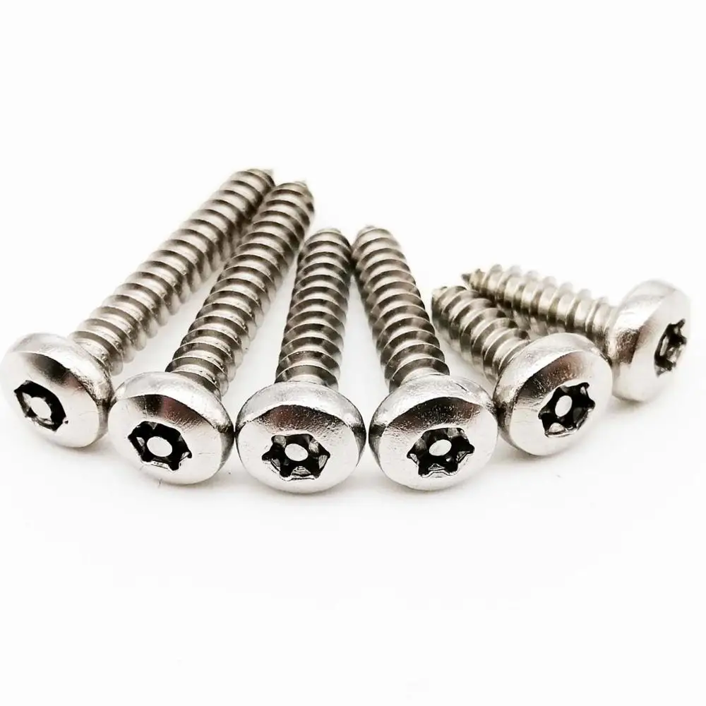 10pc M2.9 M3.5 M3.9 M4.2 M4.8 304 Stainless Steel Pin Six Lobe Torx Pan Round Head Tamper Proof Security Self Tapping Wood Screw