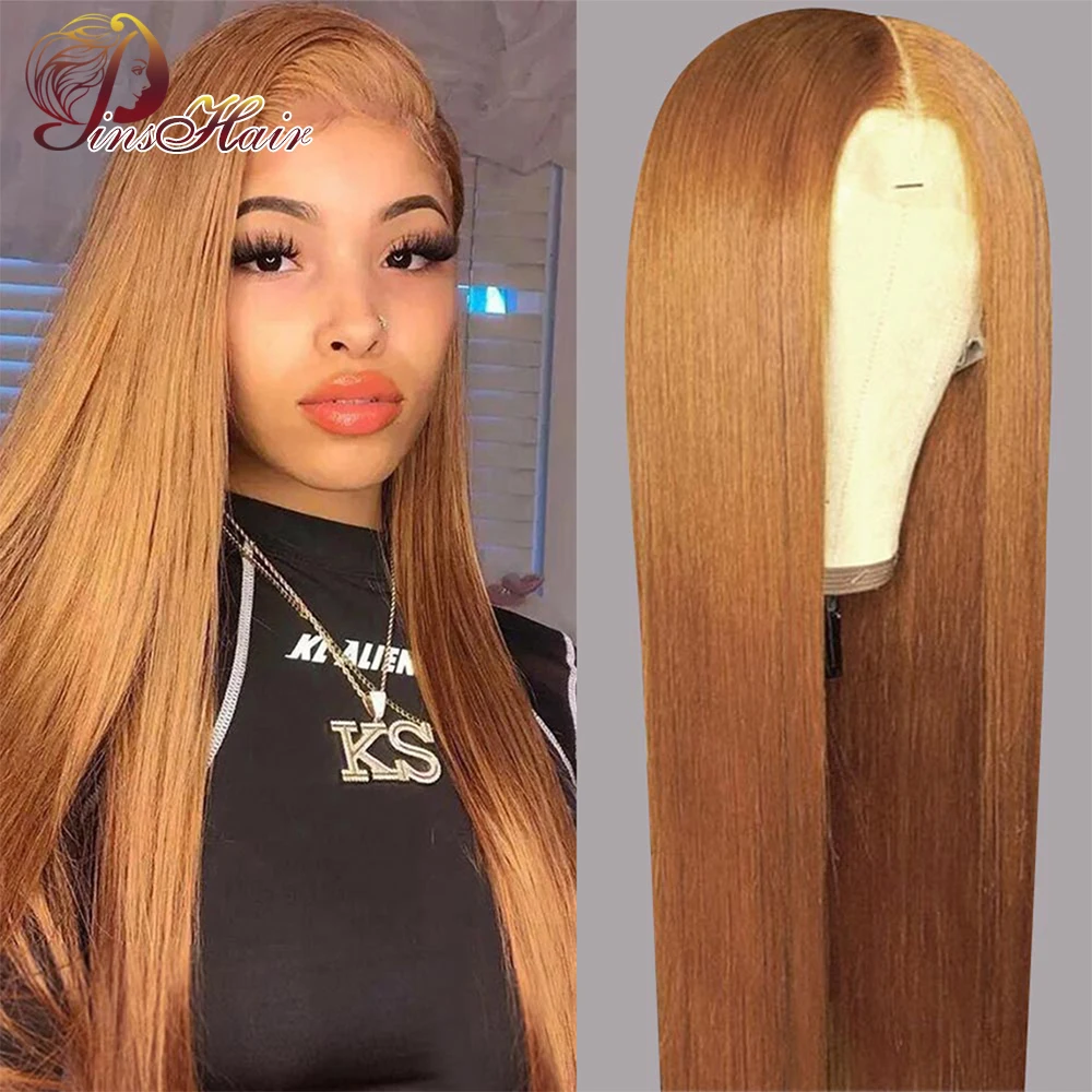 

Ginger Brown Straight Lace Front Human Hair Wigs 13X6 Lace Wig Pre-Plucked for Women Honey Blonde Human Hair 13X4 Lace Front Wig