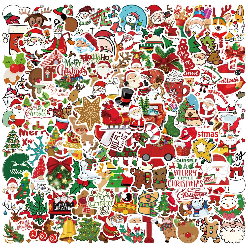 10/30/50PCS Christmas Santa Claus Creative DIY Sticker Sticker Scrapbook Skateboard Guitar Gift Aesthetic Sticker Wholesale